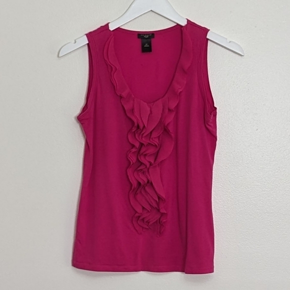 Ann Taylor Tops - Ann Taylor Petite Pink Sleeveless Blouse Ruffle Front Medium